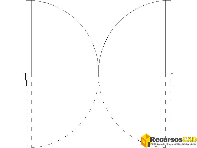 Puerta de vaivén de 150 cm en planta DWG — vista previa CAD