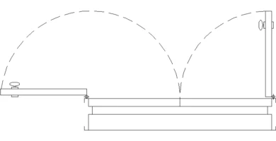 Puerta ventana de 120 cm en planta DWG