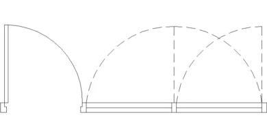 Puerta con ventana superior en planta