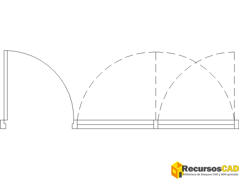 Puerta con ventana superior en planta DWG — vista previa CAD