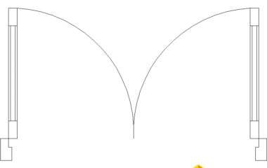 Puerta abatible 2 hojas con apertura simétrica DWG