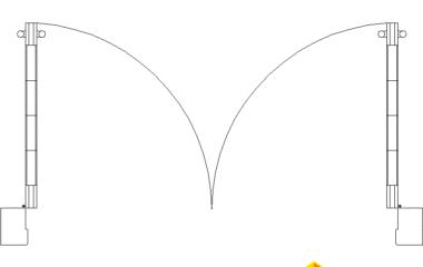 Puerta de dos hojas abatibles simétricas en DWG