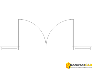 Puerta abatible doble hoja con fijos laterales DWG