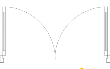 Puerta abatible de dos hojas en planta DWG