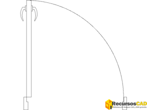 Puerta de una hoja abatible con tiradores curvos DWG