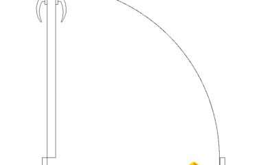 Puerta de una hoja abatible con tiradores curvos DWG