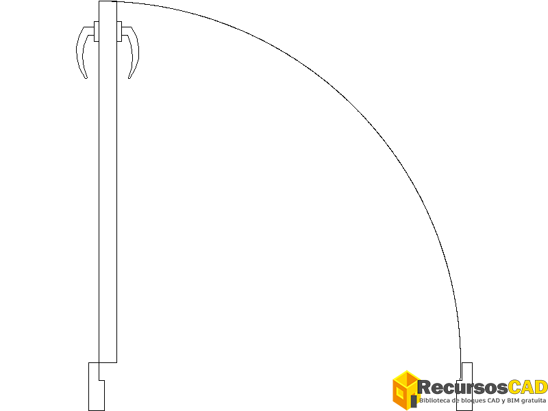 Puerta abatible de una hoja rectangular con dos tiradores curvos enfrentados, articulación lateral y arco que indica el recorrido de apertura