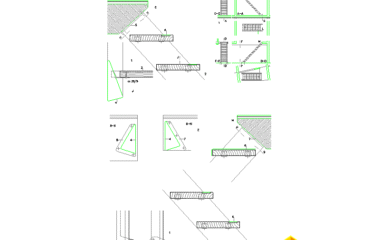 Encuentros de tramos de escalera con apoyos DWG