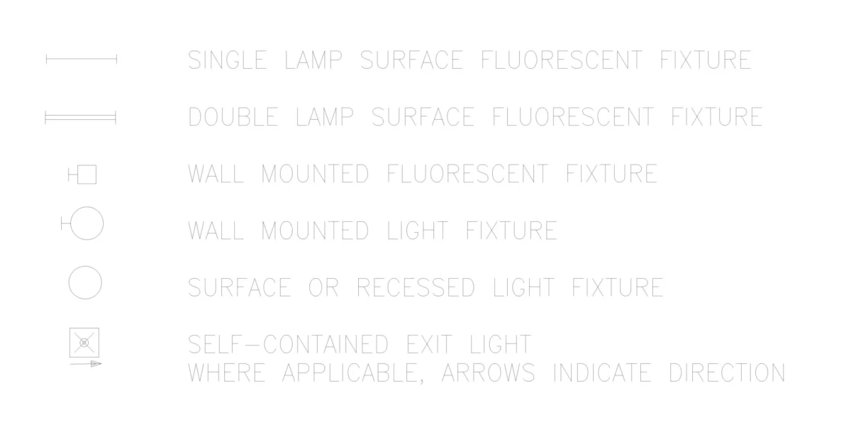 Símbolos eléctricos de luminarias 2D en DWG para AutoCAD — vista previa CAD